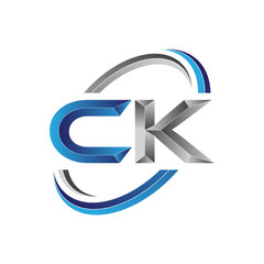 Simple initial letter logo modern swoosh CK