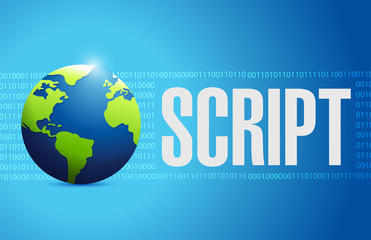 script globe binary sign concept illustration