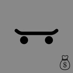 skateboard side view icon stock vector illustration flat design