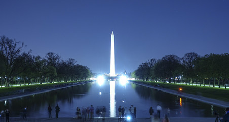 Reflecting Pool with Washington Monument at night