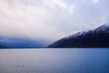 Landscape of lake Wakatipu in New Zealand