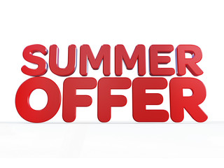 3D summer offer word on white isolated