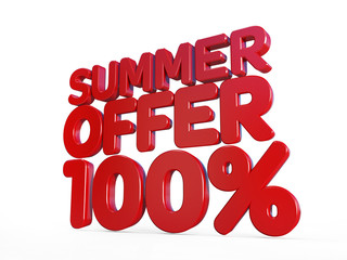 Red 3D Summer Offer on white background