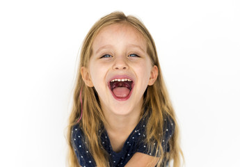 Happiness little girl smiling studio portrait