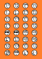 People face icon set