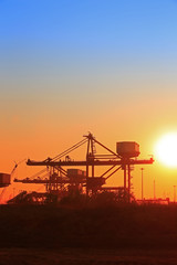 Port crane unloading container ships