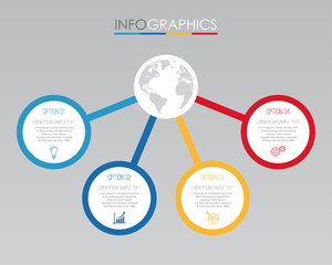 Modern Info-graphic Template for Business with four steps multi-Color design, labels design, Vector info-graphic element, Flat style vector illustration.