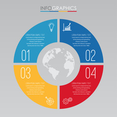 Modern Info-graphic Template for Business with four steps multi-Color design, labels design, Vector info-graphic element, Flat style vector illustration.
