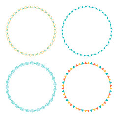 Decorative round frames for congratulations and greeting cards. Set isolated on white background.
