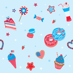 Independence day United states of America design to dessert seamless pattern
