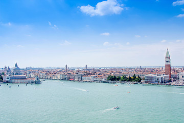 Naklejka premium Beautiful view of Canal Grande with San Giorgio Maggiore church in the background at sunset, San Marco, Venice, Italy