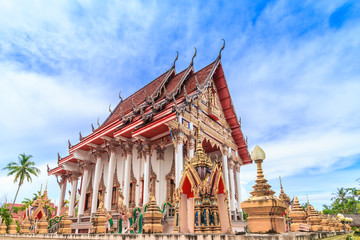 The beautiful golden church and  the blue sky .