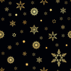 Winter Seamless gold Snowflake Pattern. Vector EPS 10. snowflakes seamless