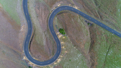 Windy road with several switch backs on a mountain