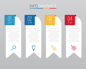 Modern Info-graphic Template for Business with four steps multi-Color design, labels design, Vector info-graphic element, Flat style vector illustration.
