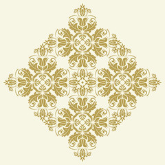 Elegant vector ornament in classic style. Abstract traditional pattern with oriental elements. Classic square golden vintage pattern