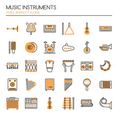 Music Instruments , Thin Line and Pixel Perfect Icons