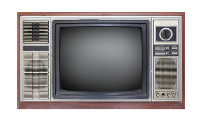 Vintage television isolated over white background.