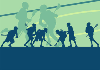 Lacrosse player in protective gear teamwork sport vector