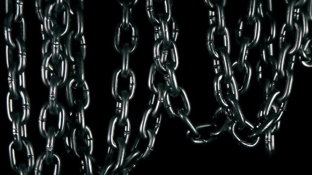 Many chains hang and swing