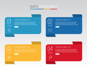 Modern Info-graphic Template for Business with four steps multi-Color design, labels design, Vector info-graphic element, Flat style vector illustration.