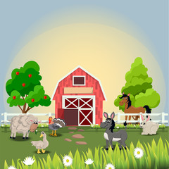 Obraz na płótnie Canvas happy and cheerful farm animals