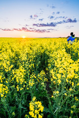 A man in a field with Canola photographs