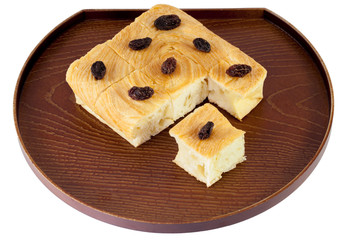 Toasted bread with raisin melted cheddar cheese isolated