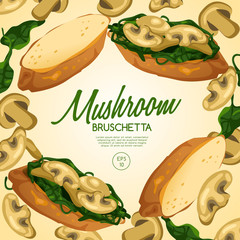 Set of Bruschetta : Delicious Italian appetizer : Vector Illustration