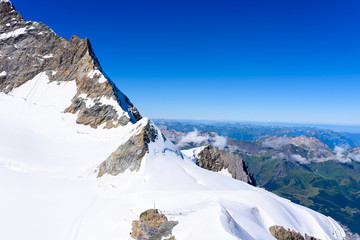 View from Jungfraujoch platform to the Bernese Alps in Switzerland - travel destination in Europe