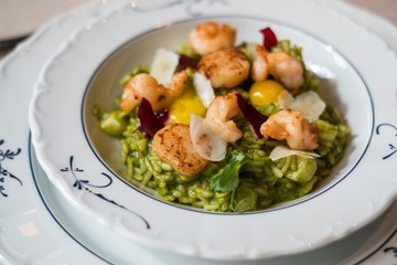 Tasy seafood shrimp salad in a restaurant