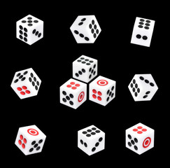 set of dice on black background