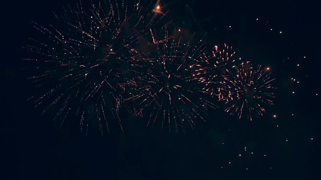 Lots of winking fireworks are shooted continuously. 