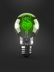 Light bulb with dollar symbol isolated