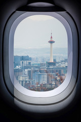 Fototapeta na wymiar Beautiful japan cityscape from aircraft window