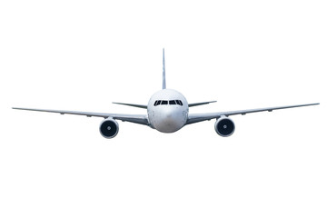 Front of plane aircraft, isolated on white background