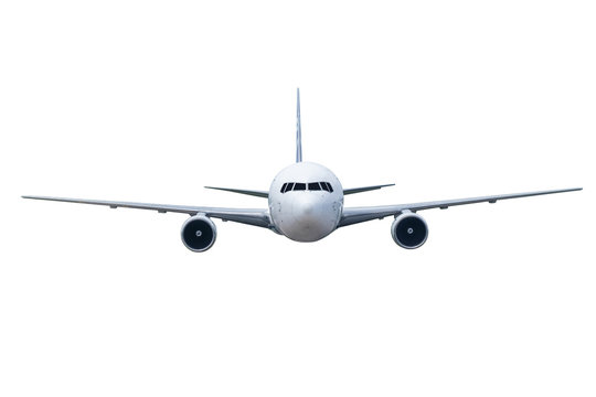 Fototapeta Front of plane aircraft, isolated on white background