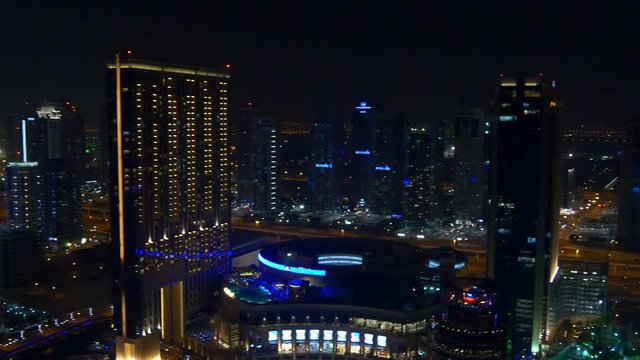 night light dubai marina mall jbr rooftop panorama 4k uae

