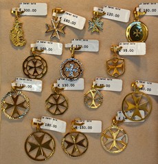 Gold Maltese cross pendants for sale, Malta.