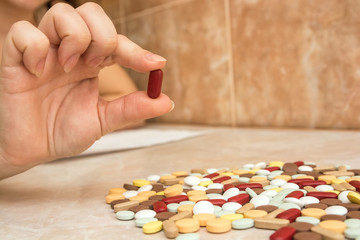 Obraz na płótnie Canvas Heap of various pills