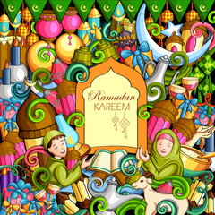 Obraz premium Ramadan Kareem Blessing for Eid background