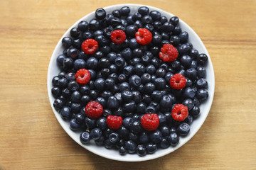 The berries on the plate