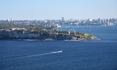 Fototapeta na wymiar Sydney Harbour and South Head view from North Head (Sydney, NSW, Australia).