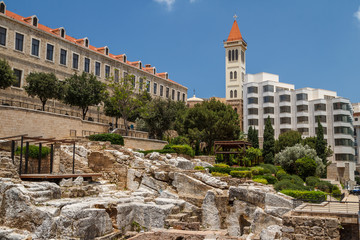 Roman ruins in the centre of Beirut, Lebanon