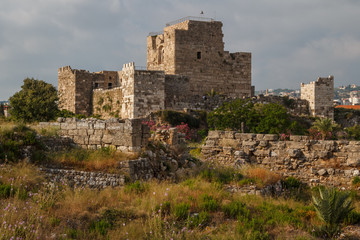 Ruins of the medieval crusaders castle in Byblos, Lebanon