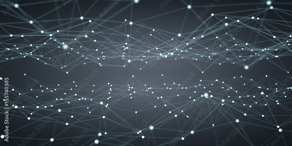 Aufkleber floating white and blue dot network 3d rendering