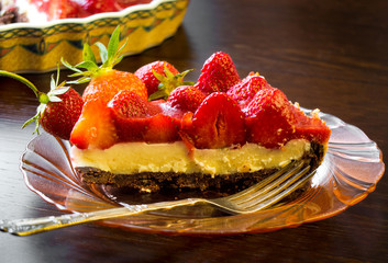 Tart with red strawberries