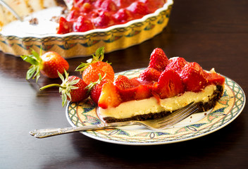 Tart with red strawberries