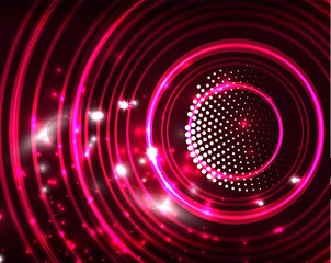 Neon circles abstract background