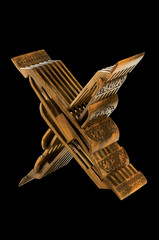 ancient Arabian stand for reading books on a black background. handmade stand